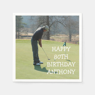 Personalised Birthday Golfer 80th Photo Dad Par Napkin