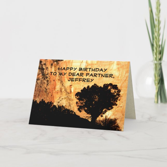 Personalised Birthday Greeting Card, Partner, Tree Card (Front)