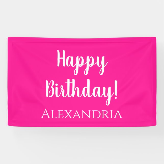 Personalised Birthday Hot Pink Happy Birthday Banner (Horizontal)