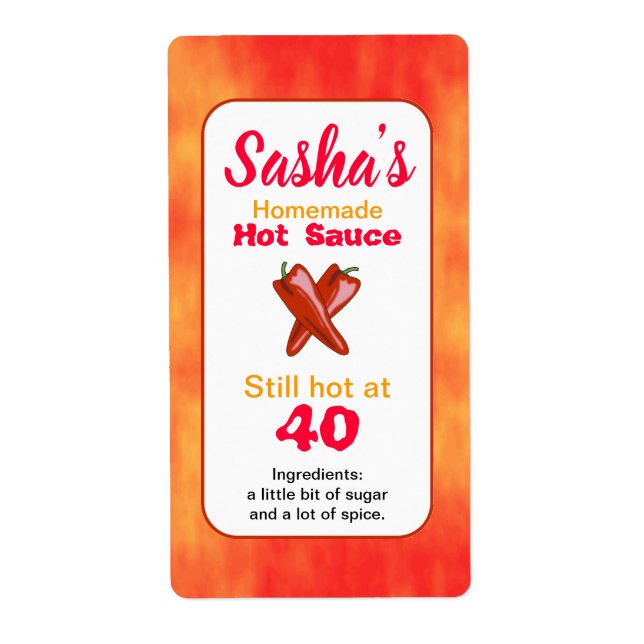 Personalised Birthday Hot Sauce Labels Add Name (Front)