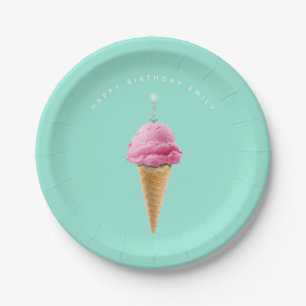 Personalised Birthday Ice Cream and Cake Paper Plate