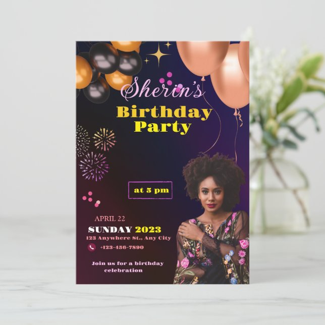 Personalised Birthday Invitation, Birthday Card (Standing Front)