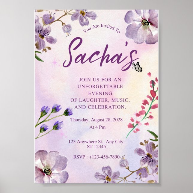 Personalised Birthday Invitation | Custom Birthday Poster (Front)