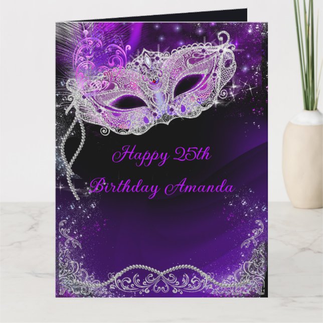 Personalised Birthday Masquerade Party Thank You Card (Front)