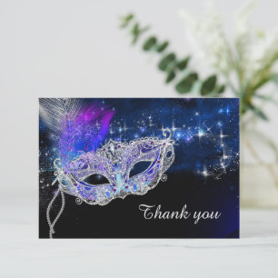 Personalised Birthday Masquerade Party Thank You Card