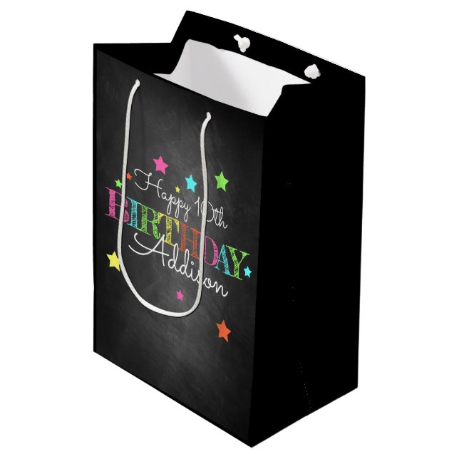 Personalised Birthday Medium Gift Bag (Front Angled)