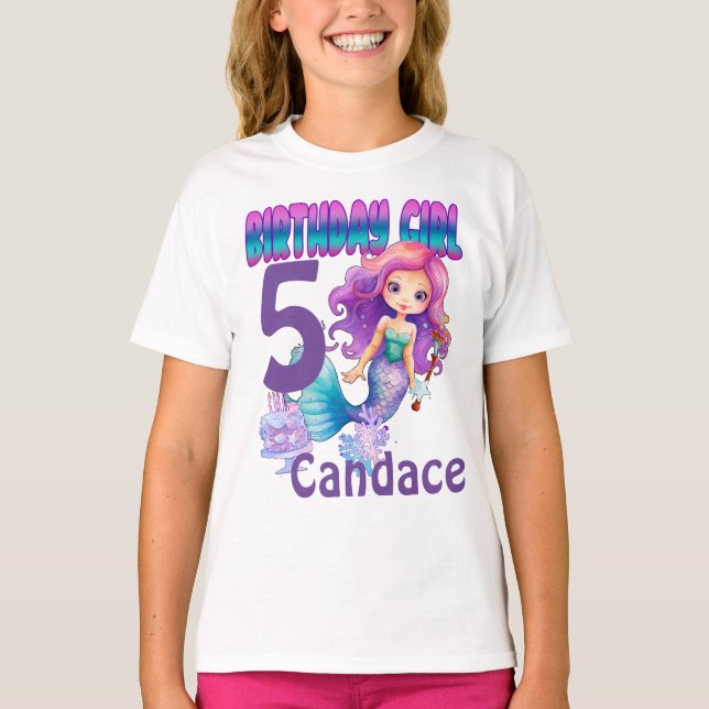 Personalised Birthday Mermaid shirt - Add Name and (Front)