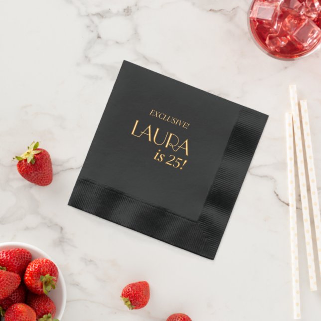 Personalised Birthday Modern Foil Stamped Napkins (Insitu (Strawberry))
