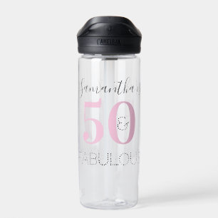 Personalised Birthday Modern Pink 50 and Fabulous  Water Bottle