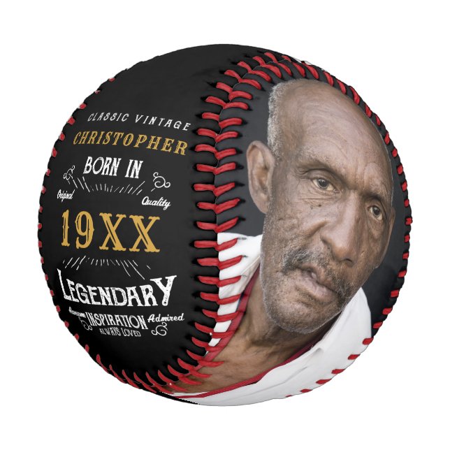Personalised Birthday Monogram Legendary Father Baseball (Angled)