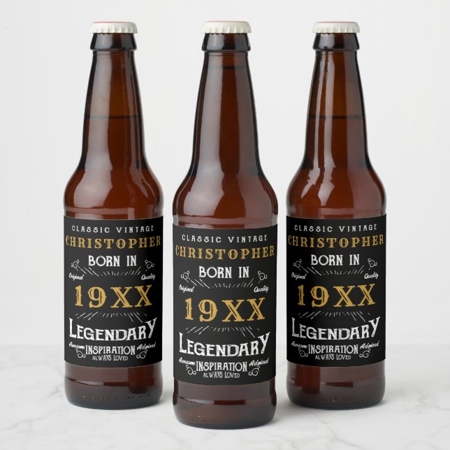 Personalised Birthday Monogram Legendary Father Beer Bottle Label (Bottles)