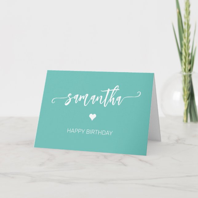 Personalised Birthday Monogram name Heart Simple Card (Front)