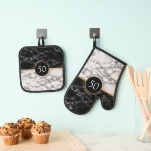 Personalised Birthday or Anniversary Cooking Gift Oven Mitt & Pot Holder Set