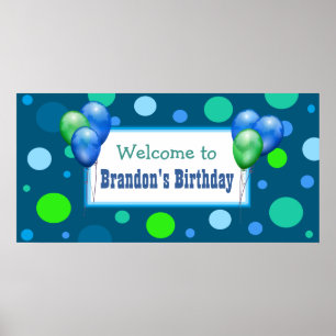 Personalised Birthday Party Banner for Boy Poster