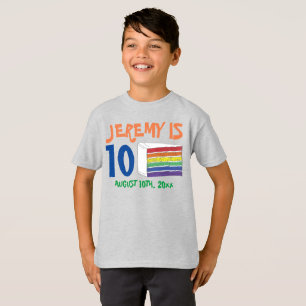 Personalised Birthday Party Favour Rainbow Cake T-Shirt