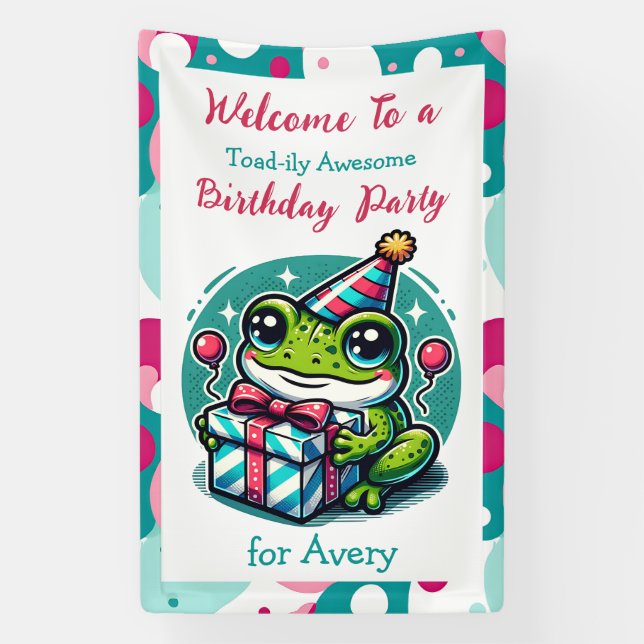 Personalised Birthday Party Frog Themed Welcome Banner (Vertical)