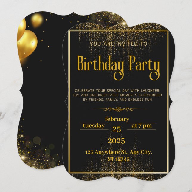 Personalised Birthday Party Invitation (Front/Back)