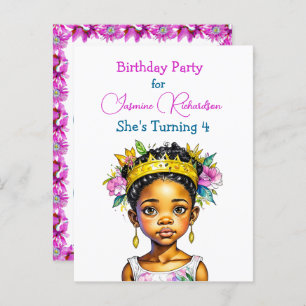 Personalised Birthday Party Princess of Colour Invitation Postcard