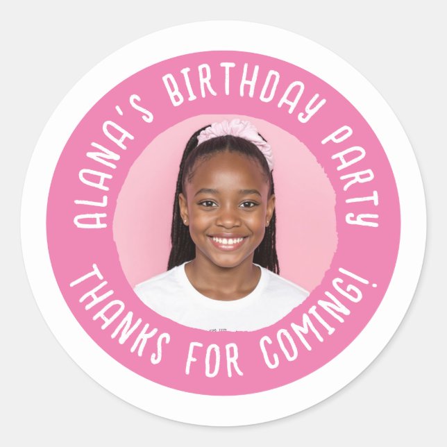 Personalised Birthday Party Thank You Favour  Classic Round Sticker (Front)