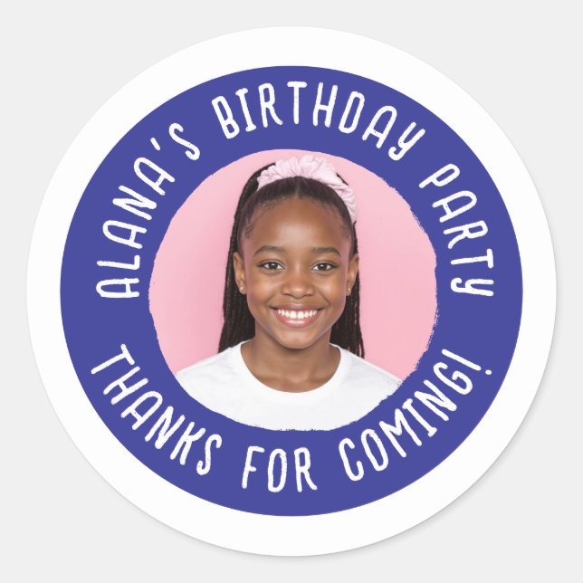Personalised Birthday Party Thank You Favour  Classic Round Sticker (Front)