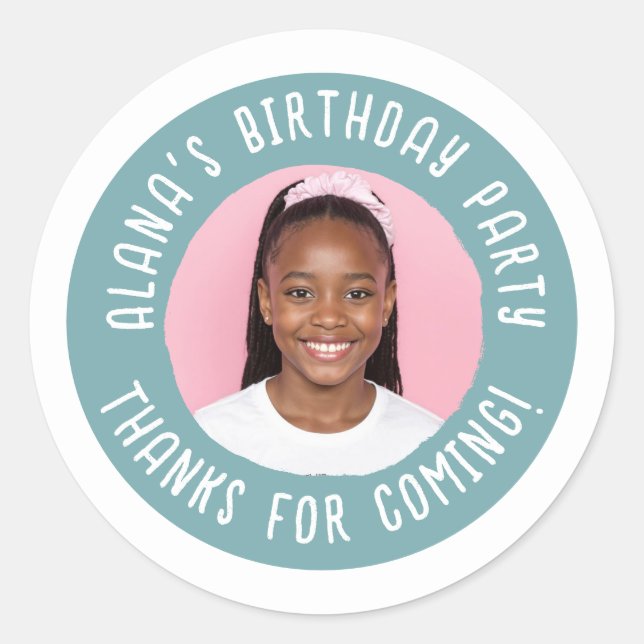 Personalised Birthday Party Thank You Favour  Classic Round Sticker (Front)