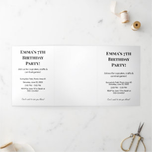 Personalised Birthday Party Trifold Letter Fold