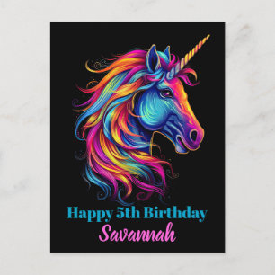 Personalised Birthday Party Unicorn Fantasy Postcard