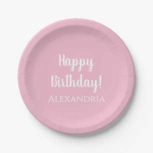 Personalised Birthday Pastel Pink Party Paper Plate