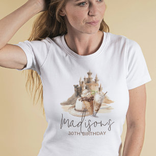 Personalised Birthday Pastel Sand Beach Party T-Shirt