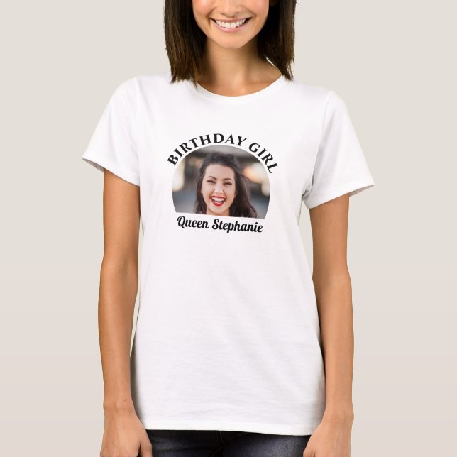 Personalised Birthday photo and name  T-Shirt (Front)