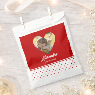 Personalised Birthday Photo Chic Red Heart Frame Favour Bags