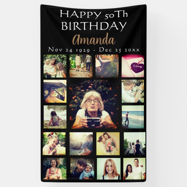 Personalised birthday photo collage banner (Vertical)