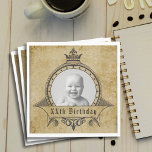Personalised Birthday Photo Template Vintage Retro Napkin<br><div class="desc">Celebrate the special day of a loved one in style by gifting these personalised vintage retro birthday napkins. This set of 50 paper napkins features a pre-made vintage photo template (add your photo) along with their age, making it a unique and fun addition to the festivities. The beautiful vintage pattern...</div>