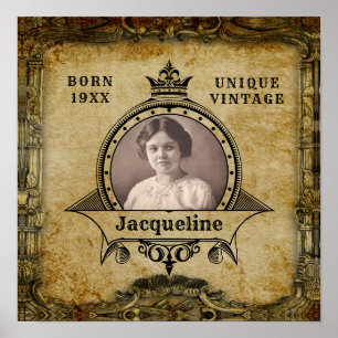Personalised Birthday Photo Template Vintage Retro Poster