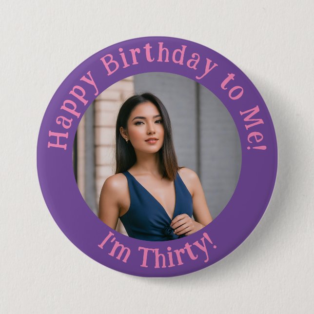 Personalised Birthday Photo, Your Picture Badge (Front)