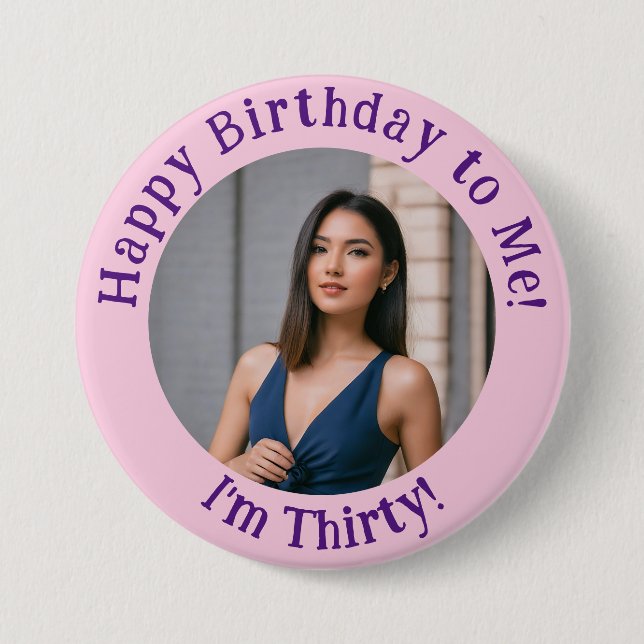 Personalised Birthday Photo, Your Picture Badge (Front)