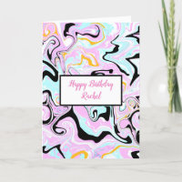 Personalised Birthday | Pink and Black Marble 