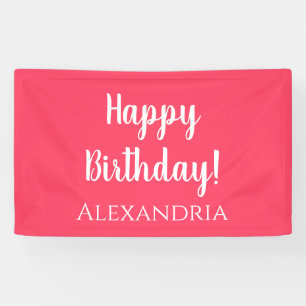 Personalised Birthday Pink Red Happy Birthday Banner