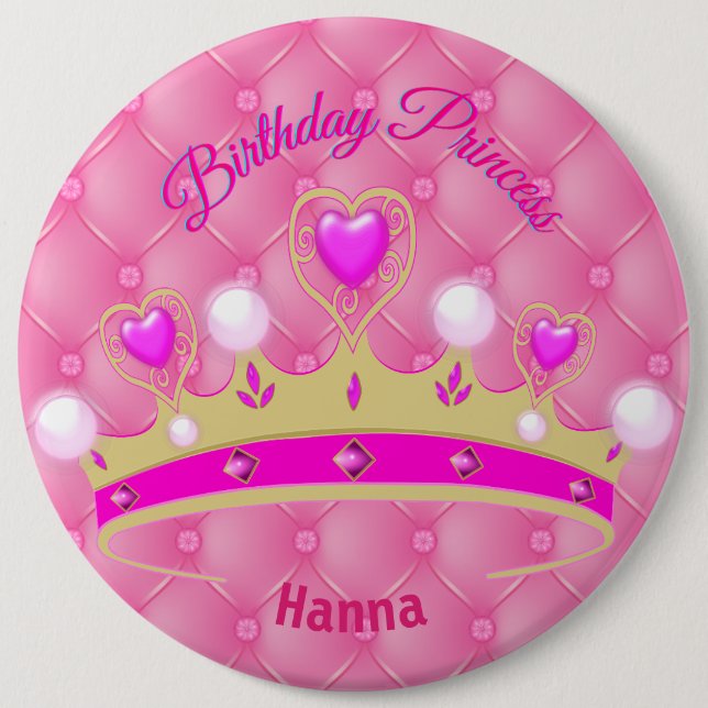 Personalised Birthday Princess  Button (Front)