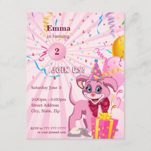 Personalised Birthday Puppy Cartoon Invitaion Invitation