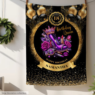 Personalised Birthday Queen High Heels Throw Fleece Blanket