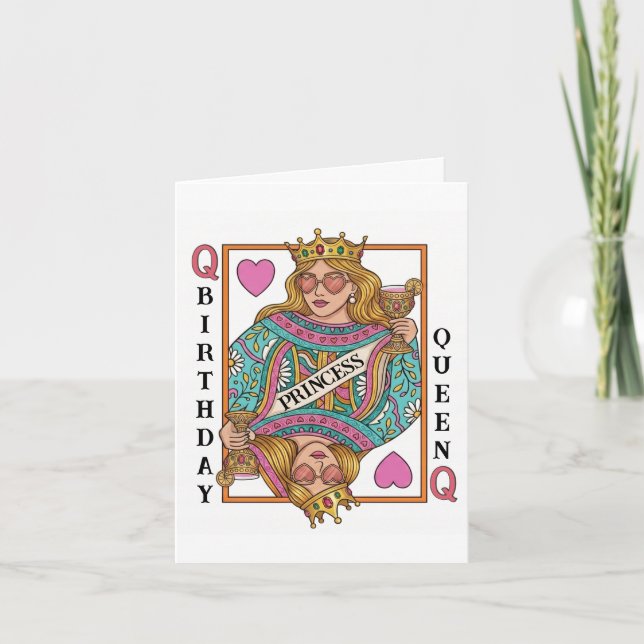 Personalised Birthday Queen Playing Card  (Front)