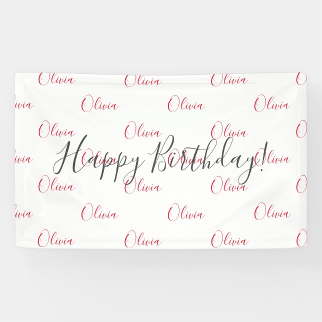 Personalised Birthday Red Name Banner (Horizontal)