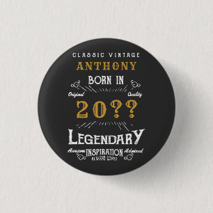 Personalised Birthday Retro Vintage Monogram 3 Cm Round Badge
