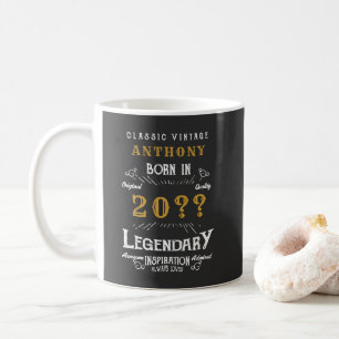 Personalised Birthday Retro Vintage Monogram Coffee Mug