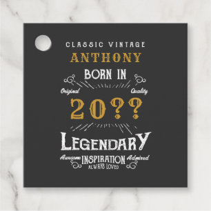Personalised Birthday Retro Vintage Monogram Favour Tags