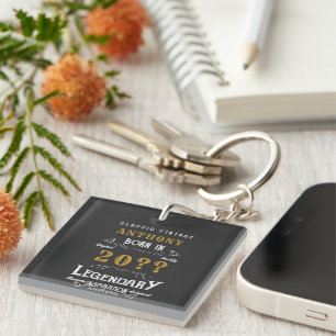 Personalised Birthday Retro Vintage Monogram Key Ring