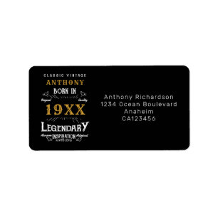 Personalised Birthday Retro Vintage Monogram Throw Label