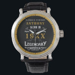 Personalised Birthday Retro Vintage Monogram Watch<br><div class="desc">Add your name and any year birthday design. Easy to do with the template provided. More gifts and party supplies available with the "Legendary" design in the store.</div>