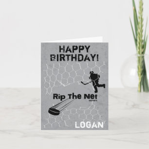 Personalised Birthday Rip the Net Hockey Player Card
